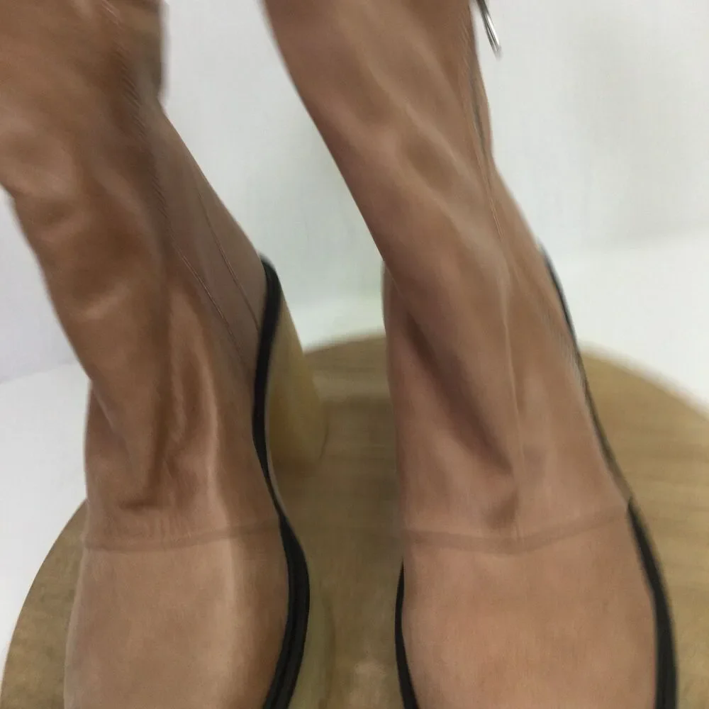 Free People Womens Jack Zip Ankle Boots V-shaped Cut Leather Tan Size US 8.5